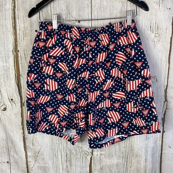 Columbia PFG Super Backcast Swim Shorts Red White and Blue Swim Trunks Small 331 - Picture 1 of 13